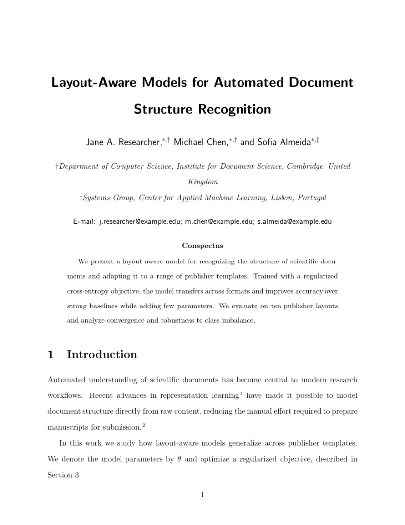 Page 1 of a sample paper formatted in the ACS Catalysis template