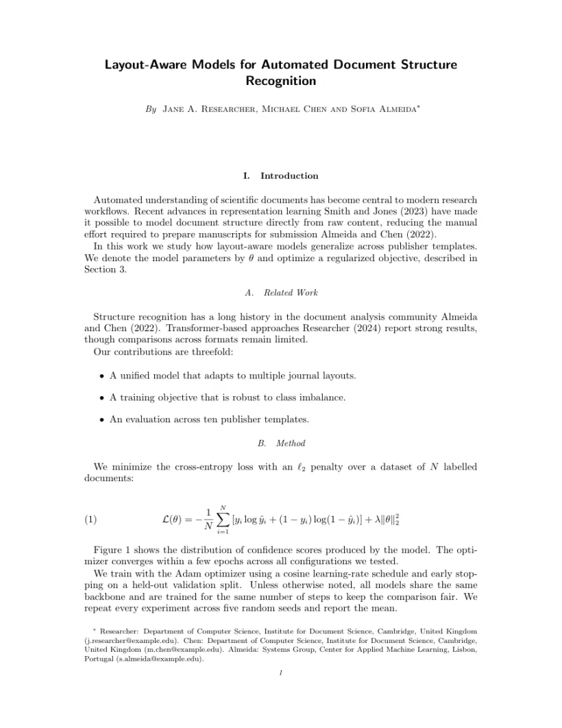 Page 1 of a sample paper formatted in the AEA Papers and Proceedings template