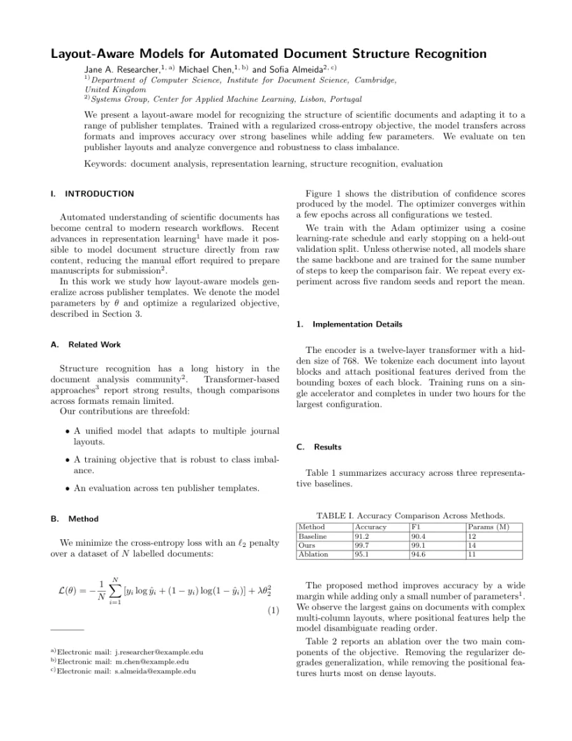 Page 1 of a sample paper formatted in the Structural Dynamics template