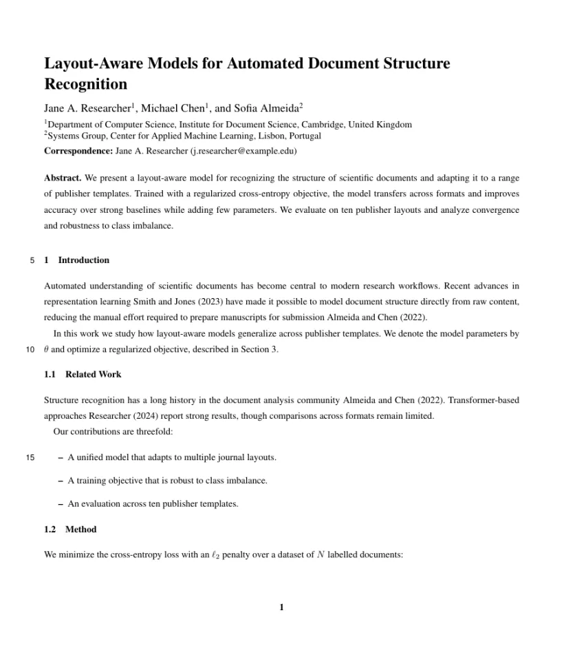 Page 1 of a sample paper formatted in the Mechanical Sciences template