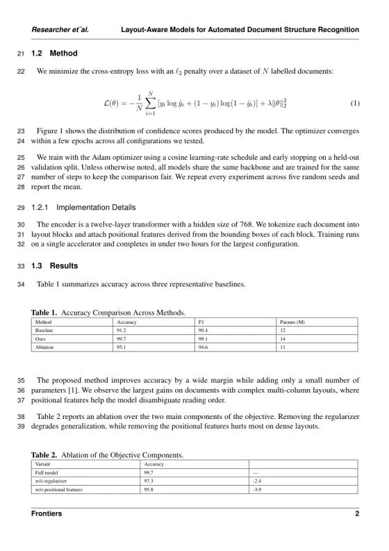 Page 2 of the Frontiers in Physics sample