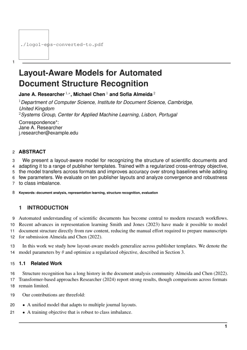 Page 1 of a sample paper formatted in the Frontiers in Psychology template