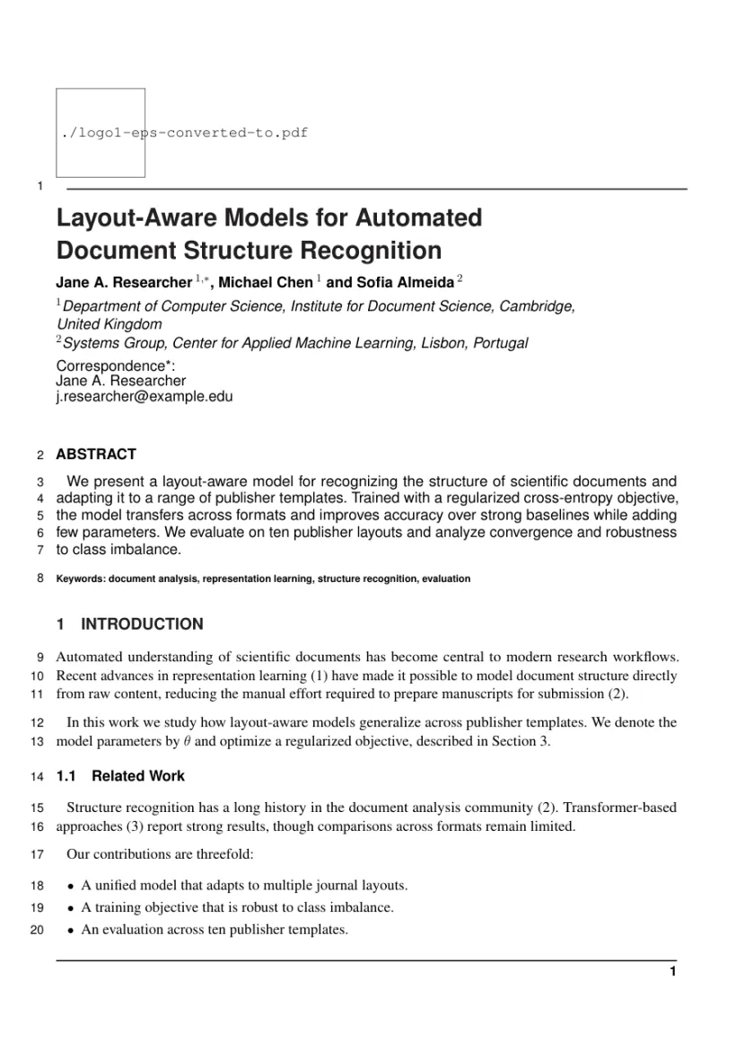 Page 1 of a sample paper formatted in the Frontiers in Immunology template