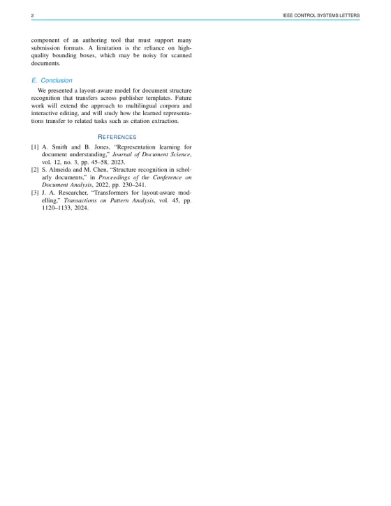 Page 2 of the IEEE Control Systems Letters sample