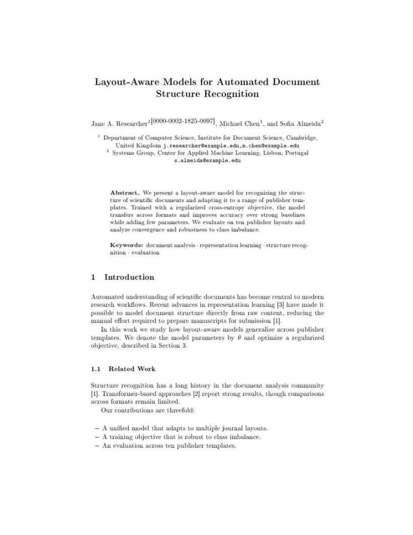 Page 1 of a sample paper formatted in the Lecture Notes in Business Information Processing (LNBIP) template