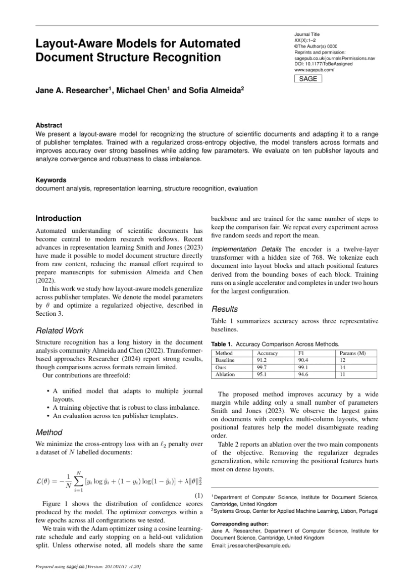 Page 1 of a sample paper formatted in the Ethnography template