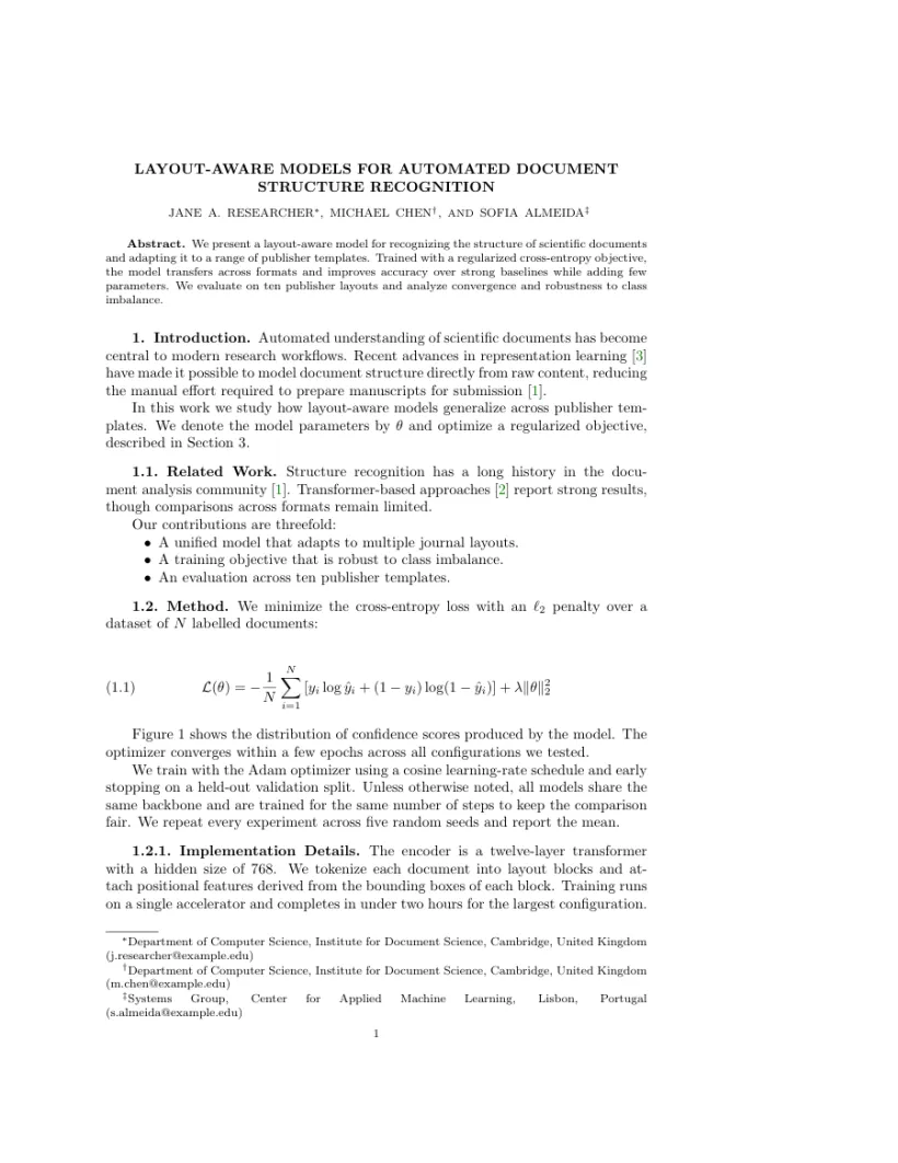 Page 1 of a sample paper formatted in the Multiscale Modeling and Simulation template