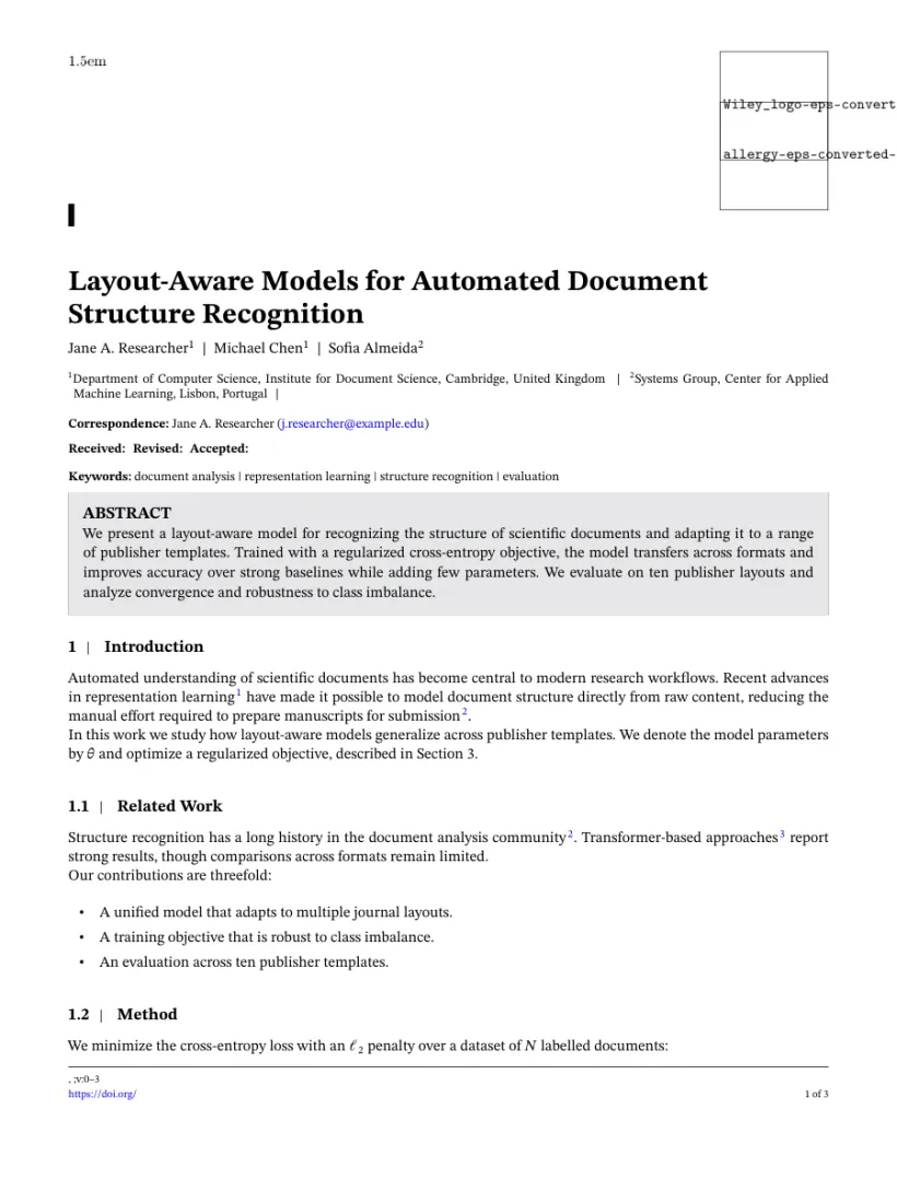 Page 1 of a sample paper formatted in the Angewandte Chemie International Edition template