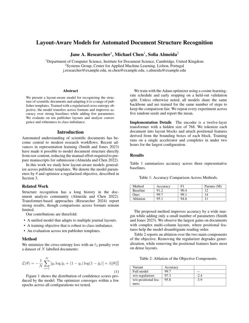Page 1 of a sample paper formatted in the AAAI - Association for the Advancement of Artificial Intelligence template