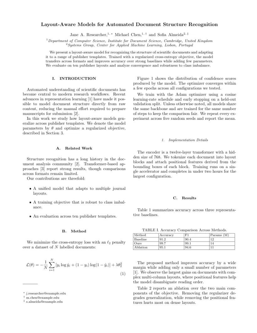 Page 1 of a sample paper formatted in the PRX Intelligence template