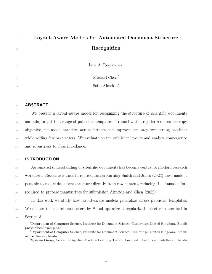 Page 1 of a sample paper formatted in the Journal of Structural Engineering template