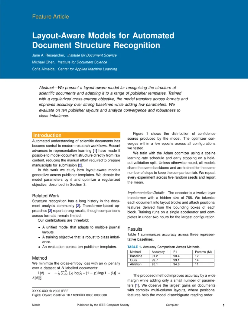 Page 1 of a sample paper formatted in the Computer template