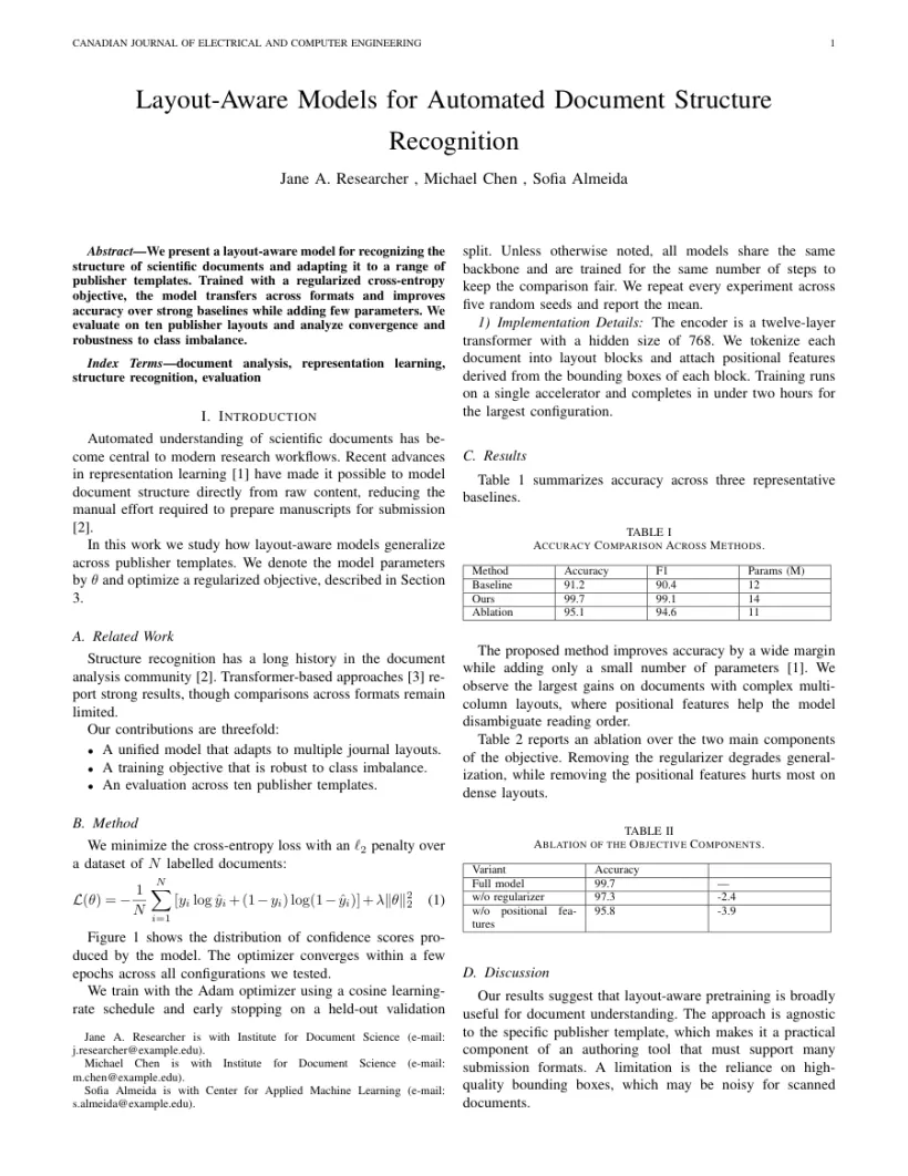 Page 1 of a sample paper formatted in the IEEE Network template