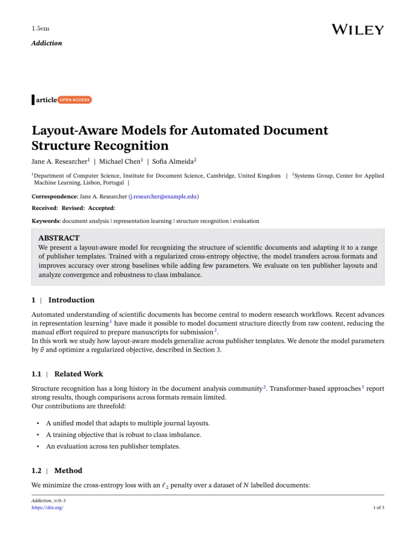 Page 1 of a sample paper formatted in the Child Development template