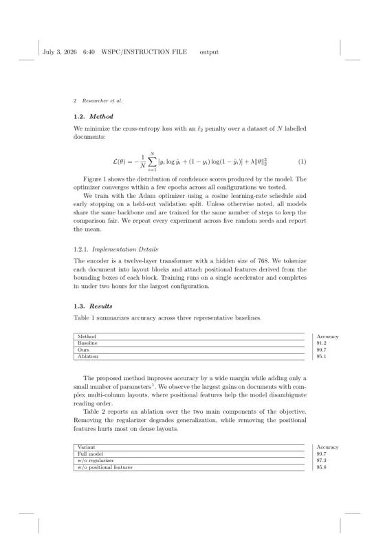 Page 2 of the World Scientific Journal (Generic) sample