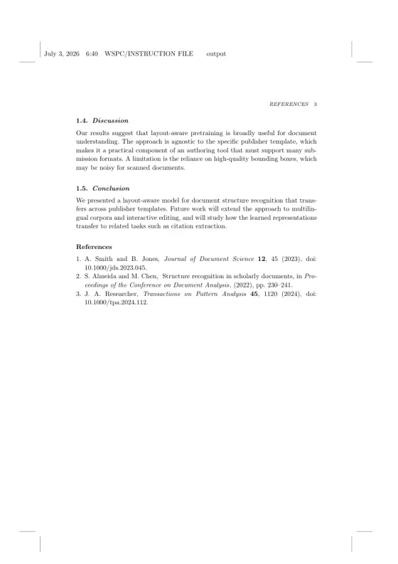 Page 3 of the World Scientific Journal (Generic) sample